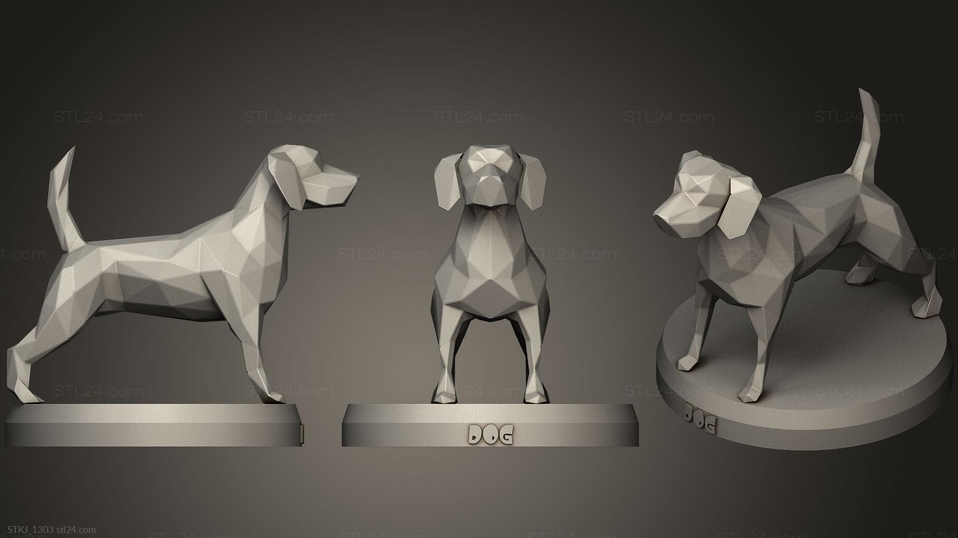 Animal figurines - Poly Dog, STKJ_1303. 3D stl model for CNC
